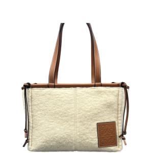 Loewe Small Cushion Tote Woolen Calfskin Beige Mystic White Brown