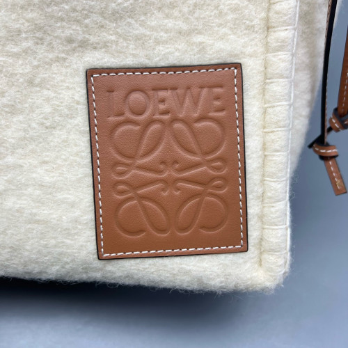 Loewe Small Cushion Tote Woolen Calfskin Beige Mystic White Brown