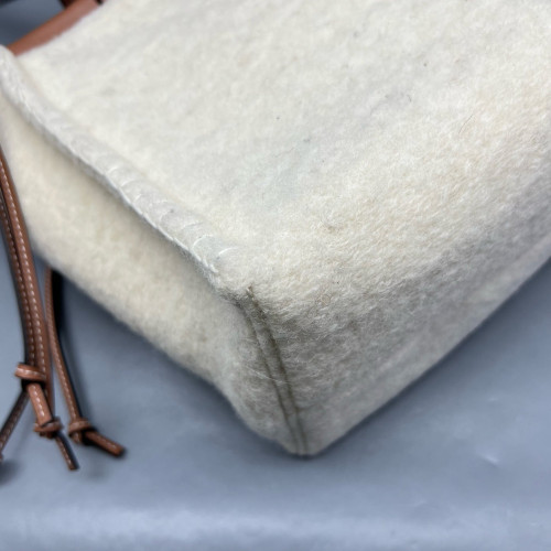 Loewe Small Cushion Tote Woolen Calfskin Beige Mystic White Brown