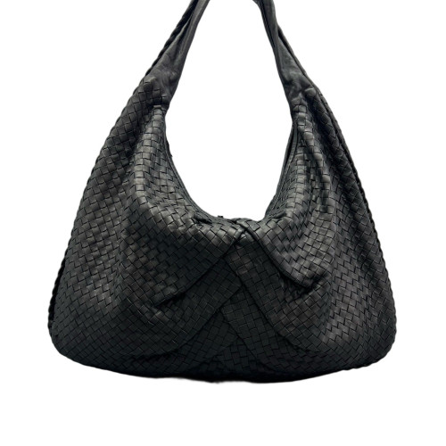 Bottega Veneta Maxi Veneta Hobo Calfskin Intrecciato Black