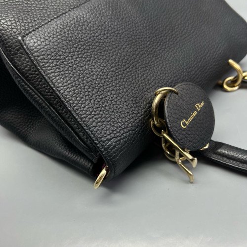 Dior Small Be Dior Flap Grained Calfskin Black