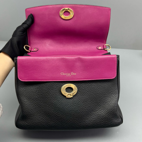 Dior Small Be Dior Flap Grained Calfskin Black