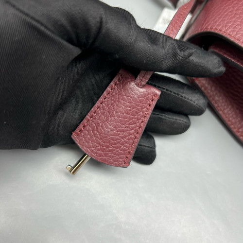 Moynat Rejane Pm Grained Calfskin Burgundy