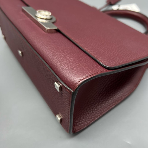 Moynat Rejane Pm Grained Calfskin Burgundy