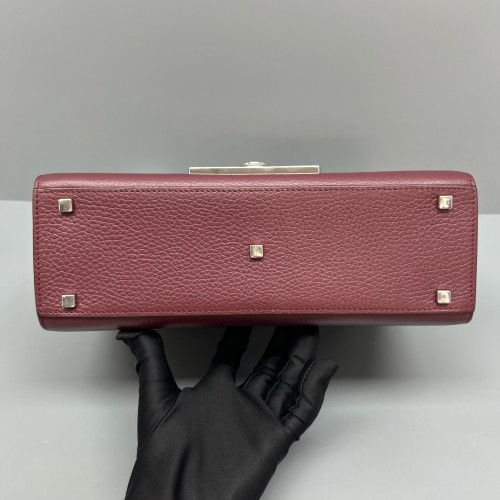 Moynat Rejane Pm Grained Calfskin Burgundy