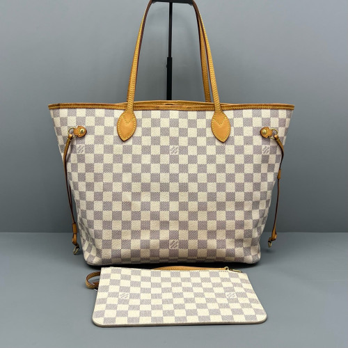 Louis Vuitton Neverfull MM Damier Azur White Grey Louis Vuitton Neverfull MM Damier Azur White Grey