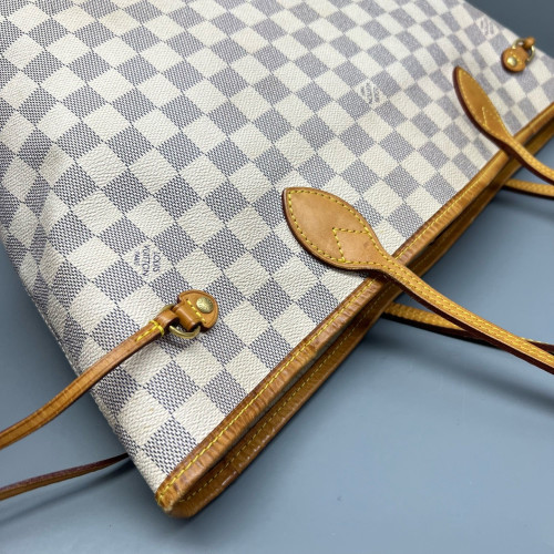 Louis Vuitton Neverfull MM Damier Azur White Grey Louis Vuitton Neverfull MM Damier Azur White Grey