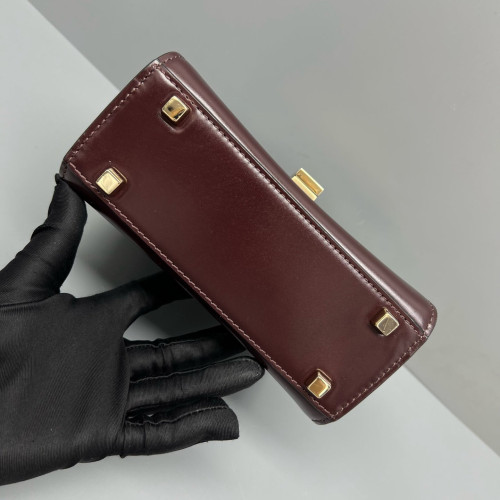 Valextra Two-Way Bag Calfskin Burgundy