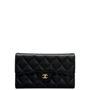 Chanel Quilted Continental Wallet Calfskin Black