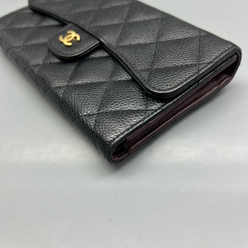 Chanel Quilted Continental Wallet Calfskin Black