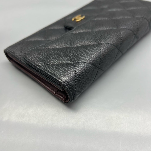 Chanel Quilted Continental Wallet Calfskin Black