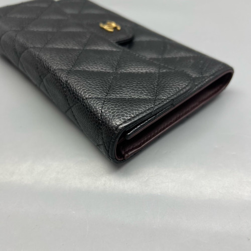 Chanel Quilted Continental Wallet Calfskin Black