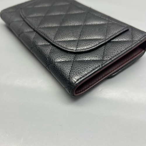 Chanel Quilted Continental Wallet Calfskin Black