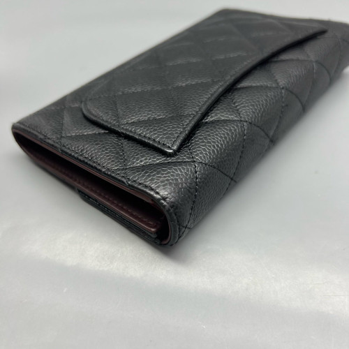 Chanel Quilted Continental Wallet Calfskin Black