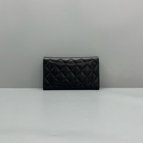 Chanel Quilted Continental Wallet Calfskin Black