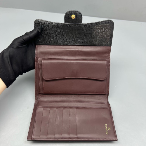 Chanel Quilted Continental Wallet Calfskin Black