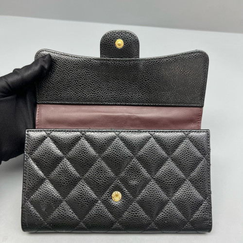 Chanel Quilted Continental Wallet Calfskin Black