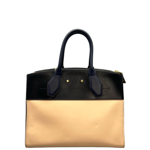 Louis Vuitton City Steamer MM Calfskin Black Beige Purple