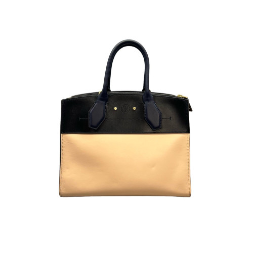 Louis Vuitton City Steamer MM Calfskin Black Beige Purple