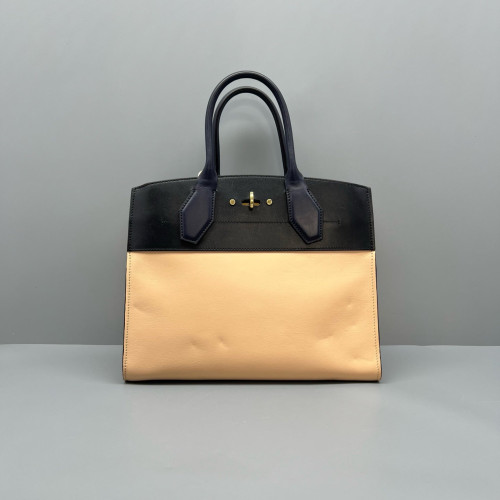 Louis Vuitton City Steamer MM Calfskin Black Beige Purple