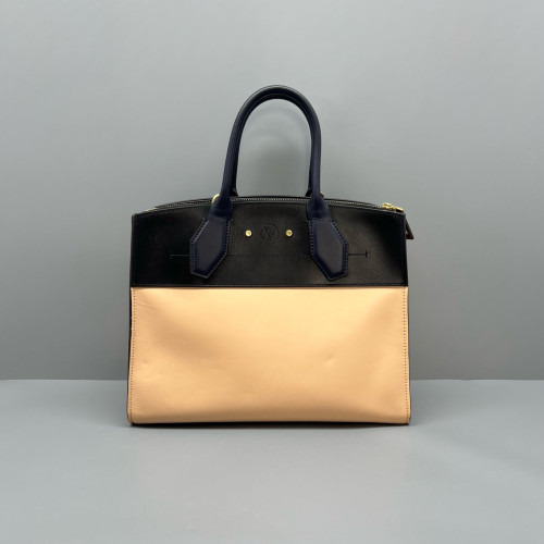 Louis Vuitton City Steamer MM Calfskin Black Beige Purple