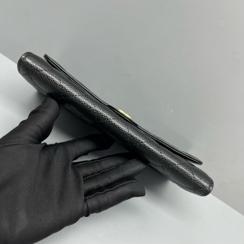 Chanel Quilted Yen Wallet Calfskin Black