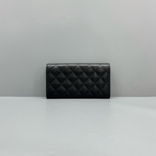 Chanel Quilted Yen Wallet Calfskin Black