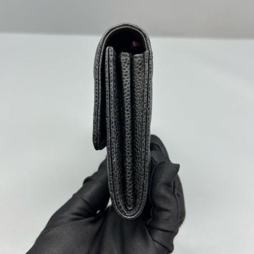 Chanel Quilted Yen Wallet Calfskin Black