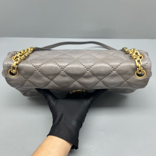 Chanel Quilted Flap Bag Calfskin Grey Chanel Quilted Flap Bag Calfskin Grey