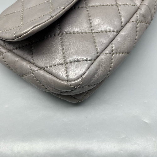 Chanel Quilted Flap Bag Calfskin Grey Chanel Quilted Flap Bag Calfskin Grey