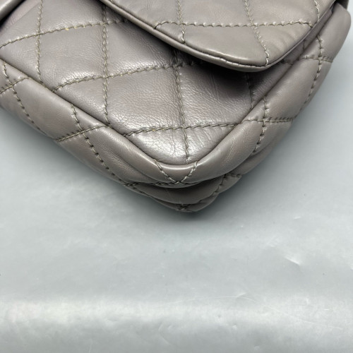 Chanel Quilted Flap Bag Calfskin Grey Chanel Quilted Flap Bag Calfskin Grey