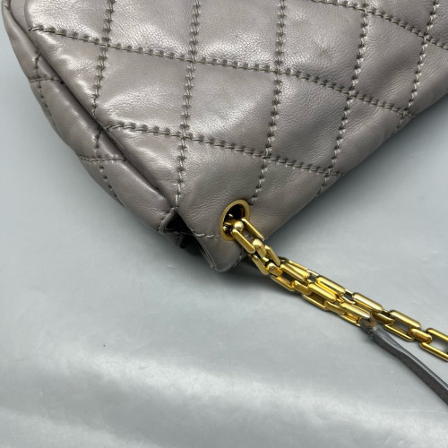 Chanel Quilted Flap Bag Calfskin Grey Chanel Quilted Flap Bag Calfskin Grey