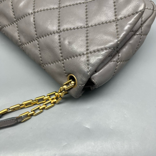 Chanel Quilted Flap Bag Calfskin Grey Chanel Quilted Flap Bag Calfskin Grey