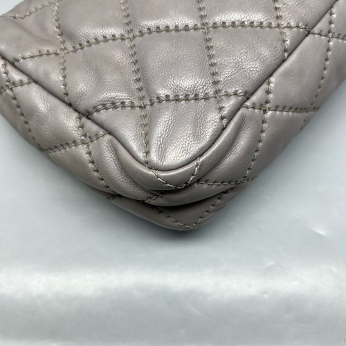 Chanel Quilted Flap Bag Calfskin Grey Chanel Quilted Flap Bag Calfskin Grey