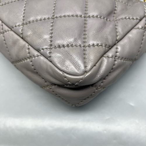Chanel Quilted Flap Bag Calfskin Grey Chanel Quilted Flap Bag Calfskin Grey