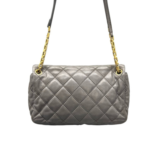 Chanel Quilted Flap Bag Calfskin Grey Chanel Quilted Flap Bag Calfskin Grey