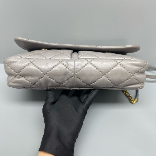 Chanel Quilted Flap Bag Calfskin Grey Chanel Quilted Flap Bag Calfskin Grey