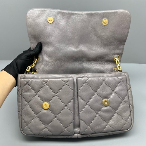 Chanel Quilted Flap Bag Calfskin Grey Chanel Quilted Flap Bag Calfskin Grey
