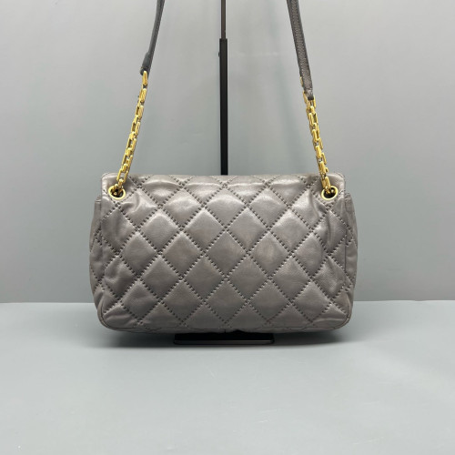 Chanel Quilted Flap Bag Calfskin Grey Chanel Quilted Flap Bag Calfskin Grey