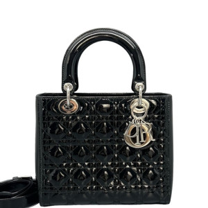 Dior Medium Lady Dior Patent Calfskin Black