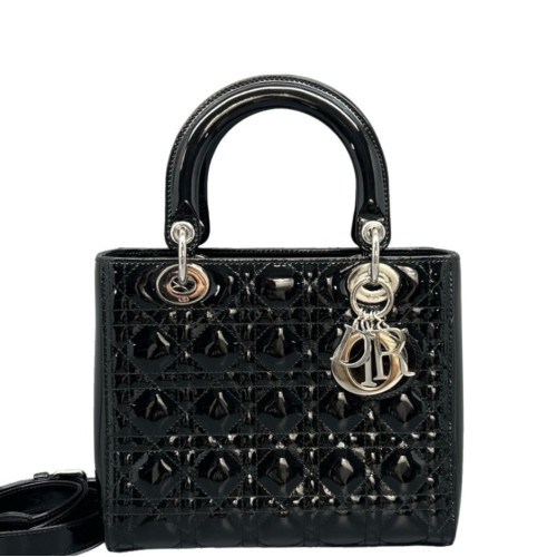 Dior Medium Lady Dior Patent Calfskin Black