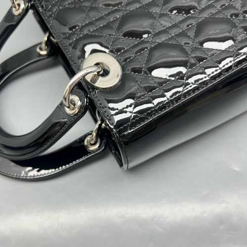 Dior Medium Lady Dior Patent Calfskin Black