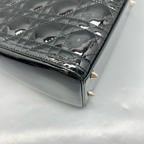 Dior Medium Lady Dior Patent Calfskin Black