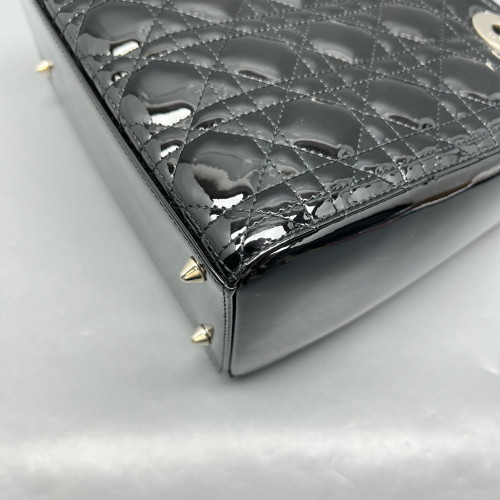 Dior Medium Lady Dior Patent Calfskin Black