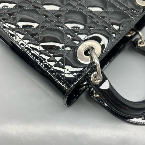 Dior Medium Lady Dior Patent Calfskin Black