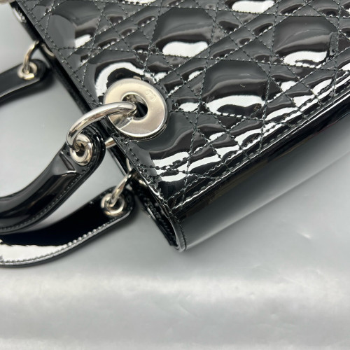 Dior Medium Lady Dior Patent Calfskin Black