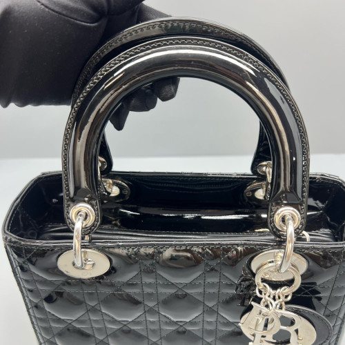 Dior Medium Lady Dior Patent Calfskin Black