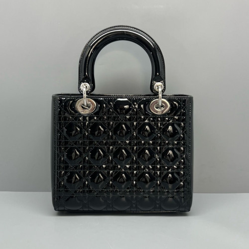 Dior Medium Lady Dior Patent Calfskin Black