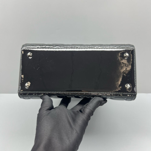 Dior Medium Lady Dior Patent Calfskin Black
