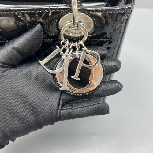 Dior Medium Lady Dior Patent Calfskin Black